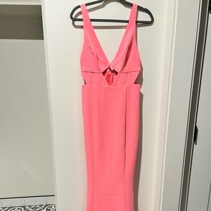Hot pink mermaid semi formal long dress